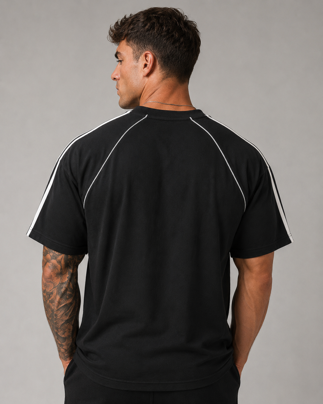 Oversized Contrast Stitch Tee (Dark)