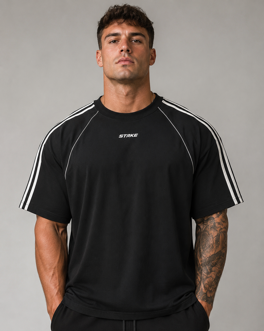 Oversized Contrast Stitch Tee (Dark)