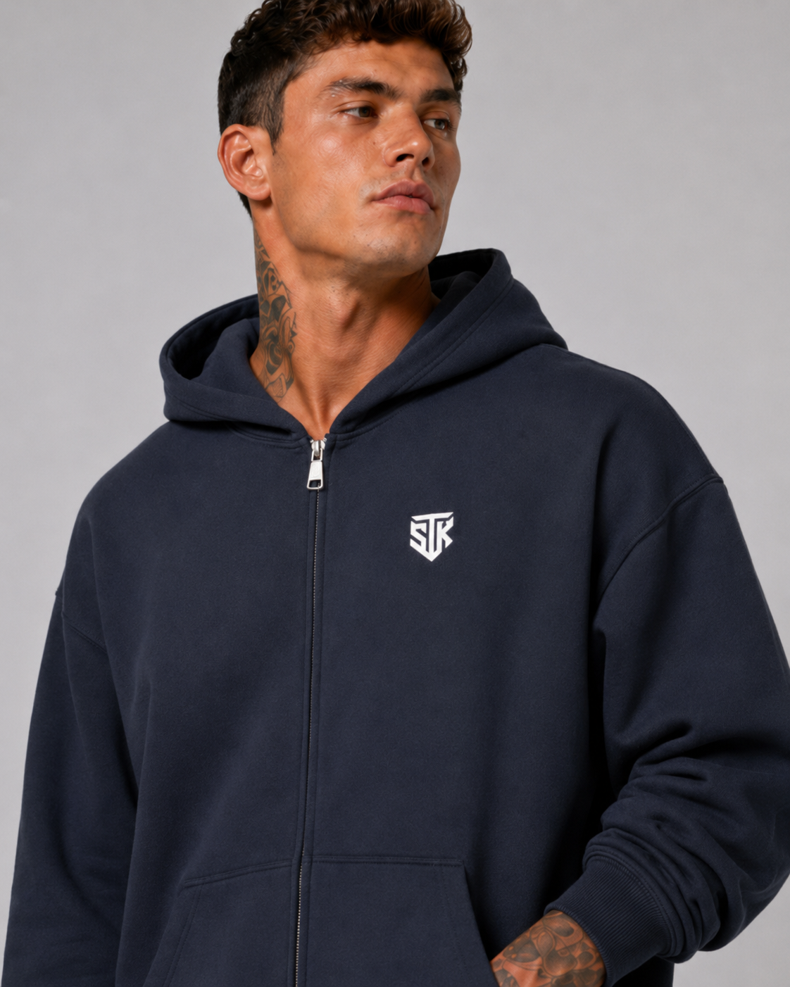 Minimalistic Essential Zip Up Hoodie (Dark)
