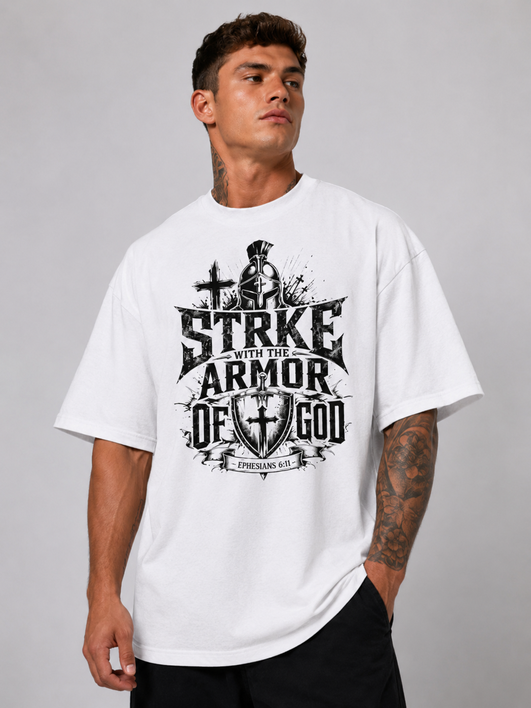 STRKE WITH THE ARMOR OF GOD Oversized Tee (Light)