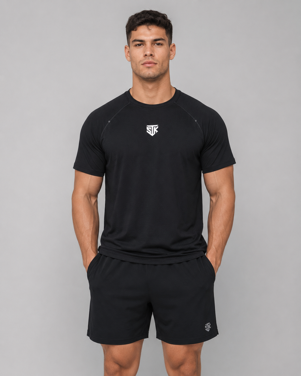 Minimalistic Dark Men’s Raglan Performance Tee
