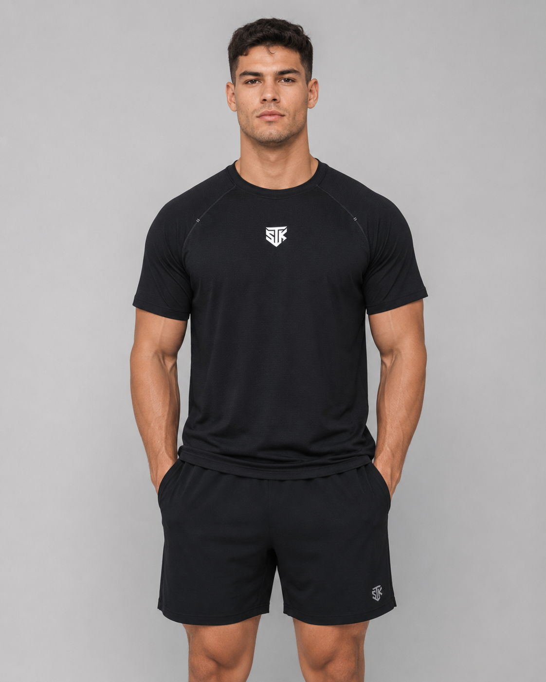 Minimalistic Dark Men’s Raglan Performance Tee