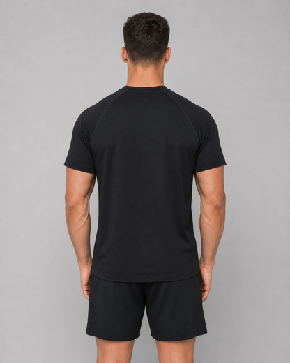 Minimalistic Dark Men’s Raglan Performance Tee