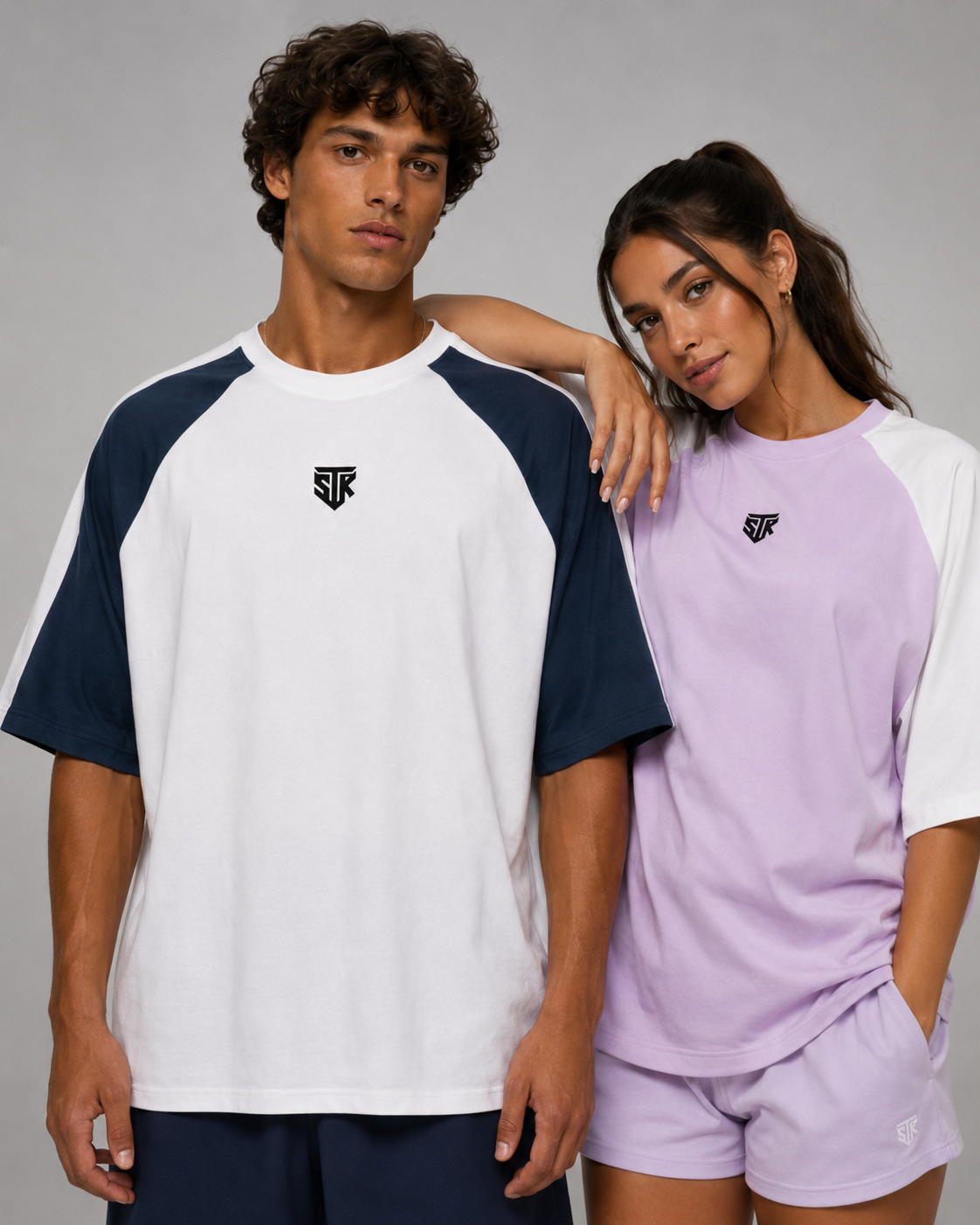 Minimalistic Unisex Two Tone Block Raglan Tee (Light)