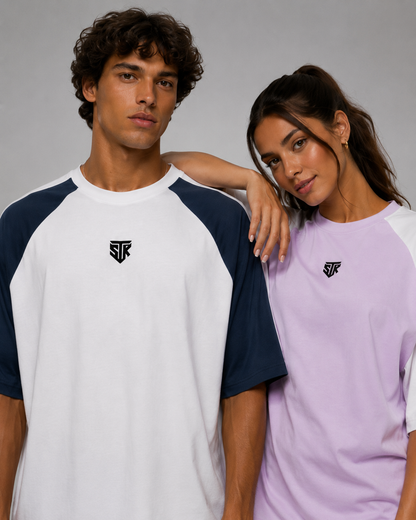 Minimalistic Unisex Two Tone Block Raglan Tee (Light)
