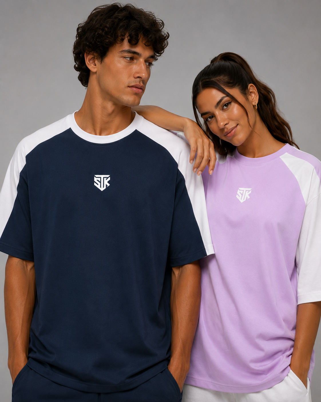 Minimalistic Unisex Color Block Raglan Tee (Dark)