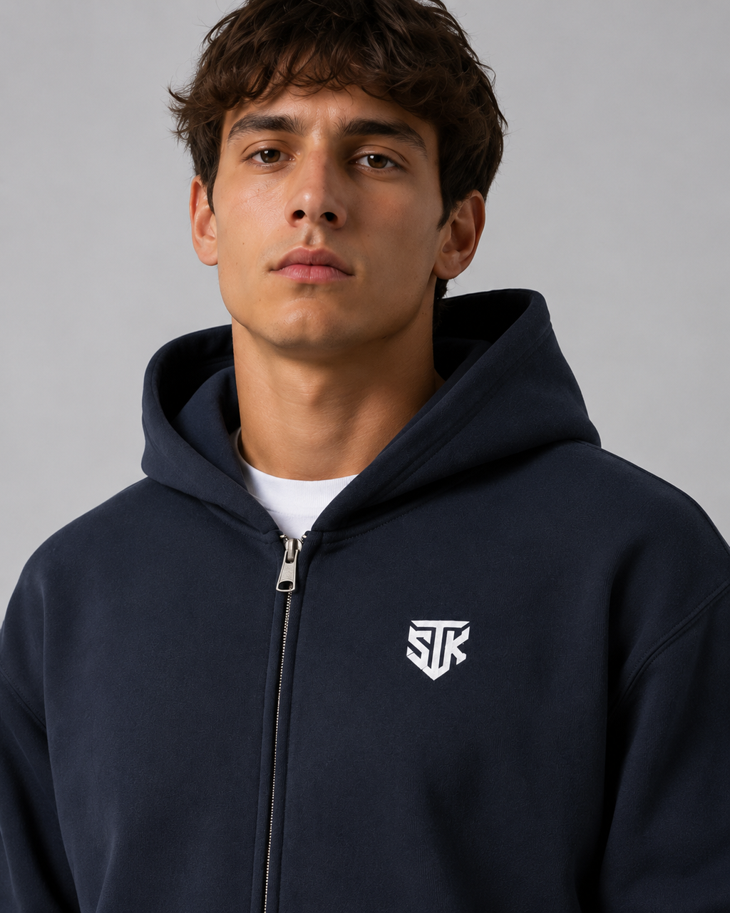 Minimalistic Essential Zip Up Hoodie (Dark)