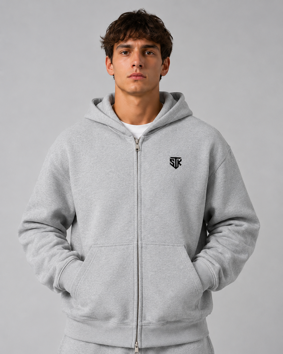 Minimalistic Essential Zip Up Hoodie (Light)