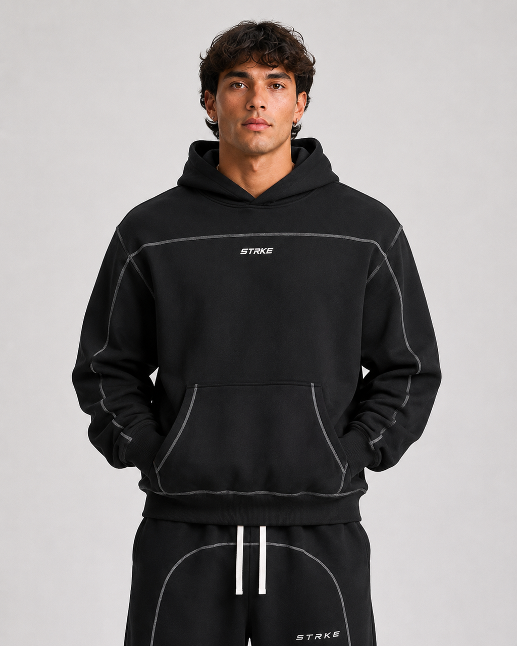 STRKE Stitched Boxy Fit Hoodie (Dark)