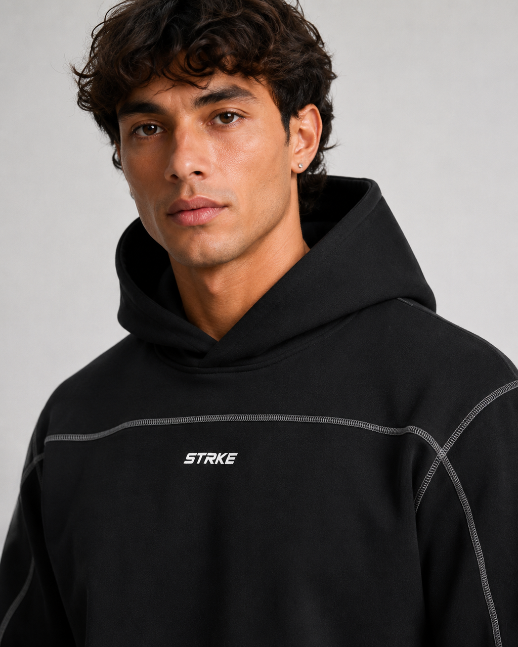STRKE Stitched Boxy Fit Hoodie (Dark)