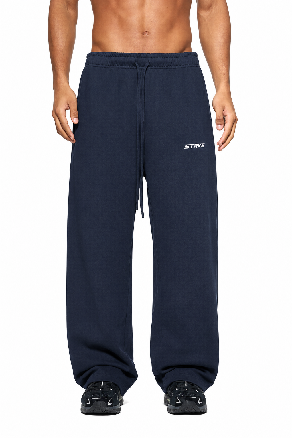 Solid Color Straight-Leg Sweatpants (Dark)