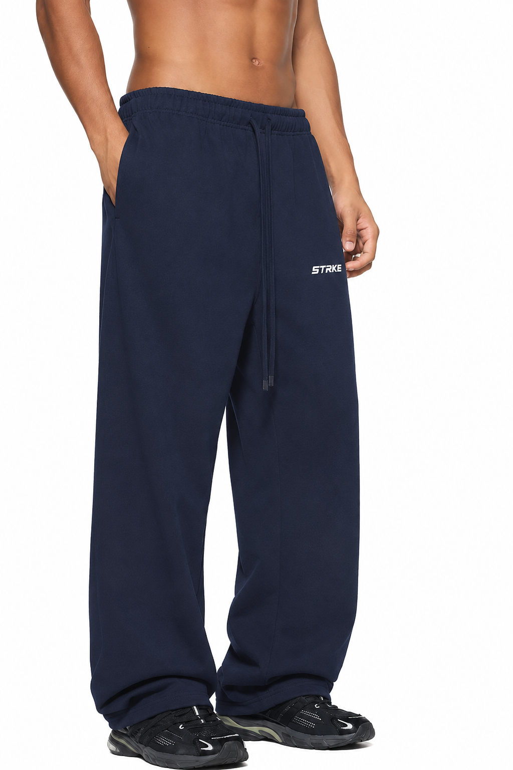 Solid Color Straight-Leg Sweatpants (Dark)