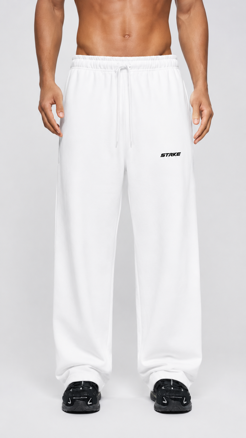 Solid Color Straight-Leg Sweatpants (Light)