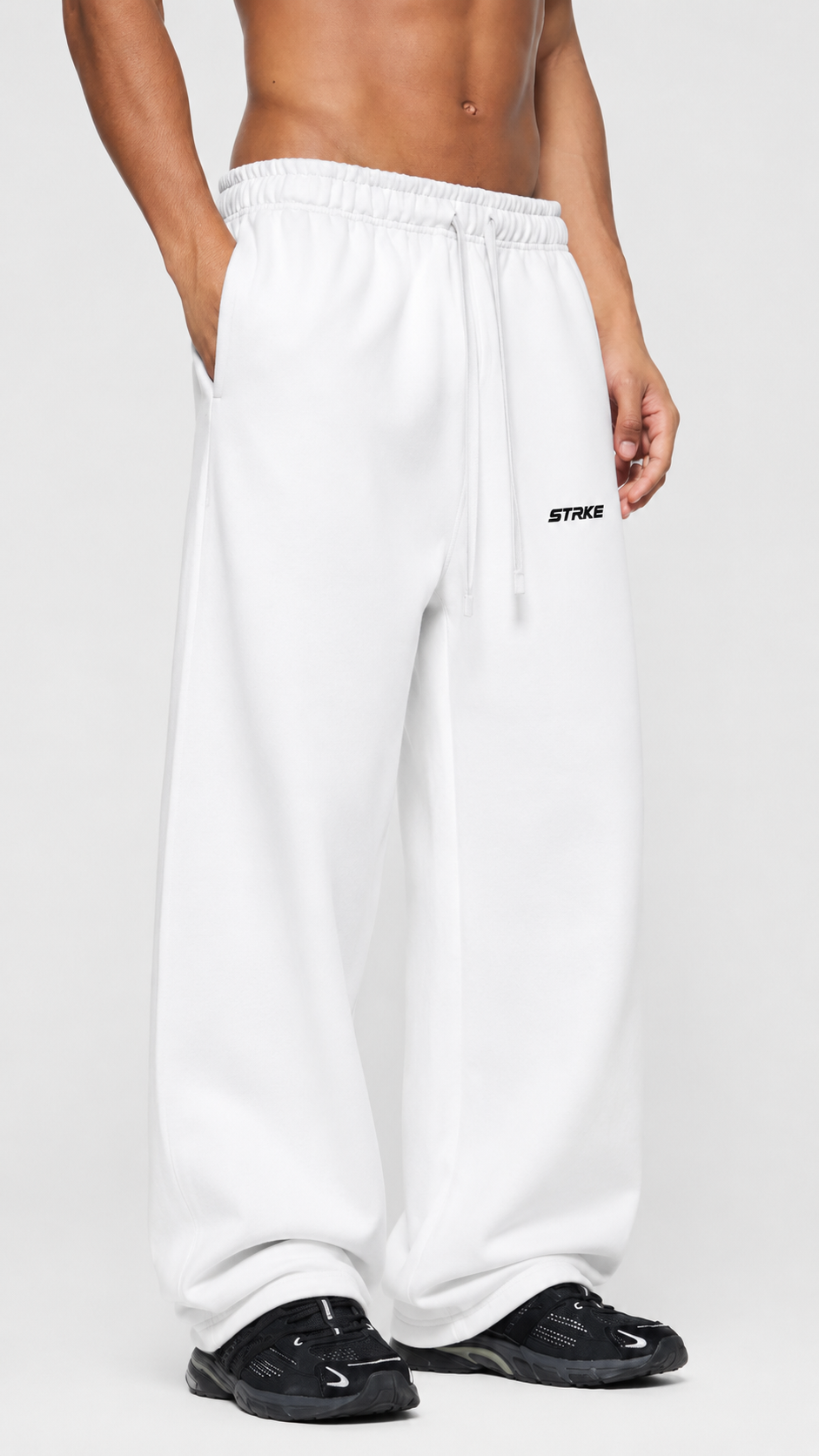 Solid Color Straight-Leg Sweatpants (Light)