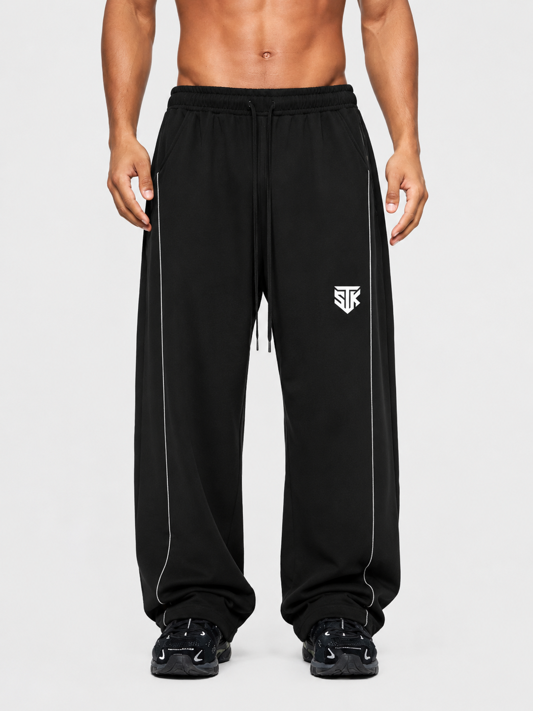 Minimalistic Dark  Heavyweight Barrel Leg Sweatpants