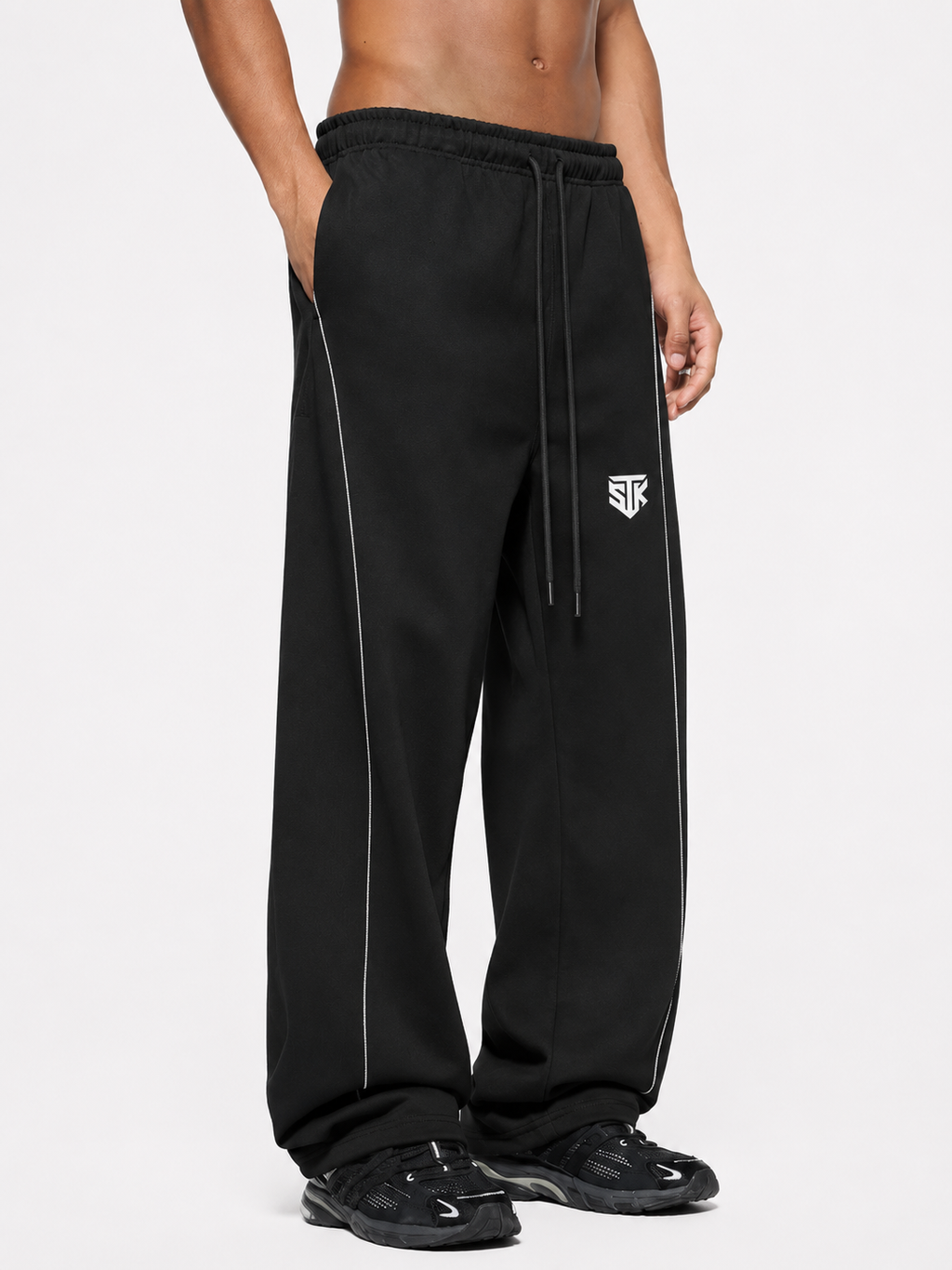 Minimalistic Dark  Heavyweight Barrel Leg Sweatpants