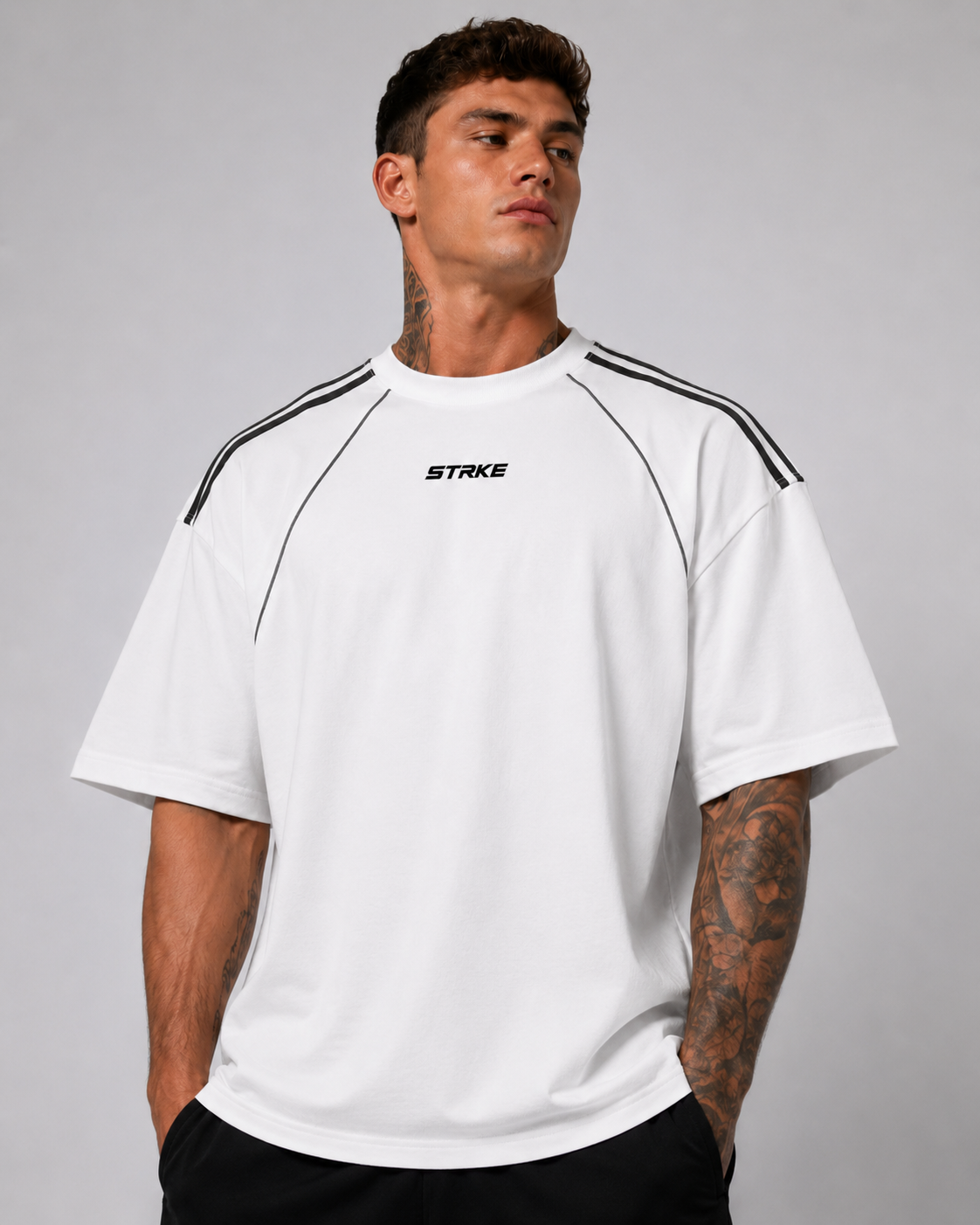 Oversized Contrast Stitch Tee (Light)