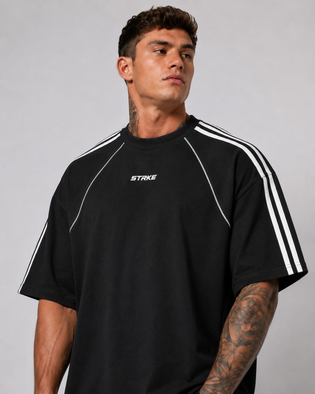 Oversized Contrast Stitch Tee (Dark)