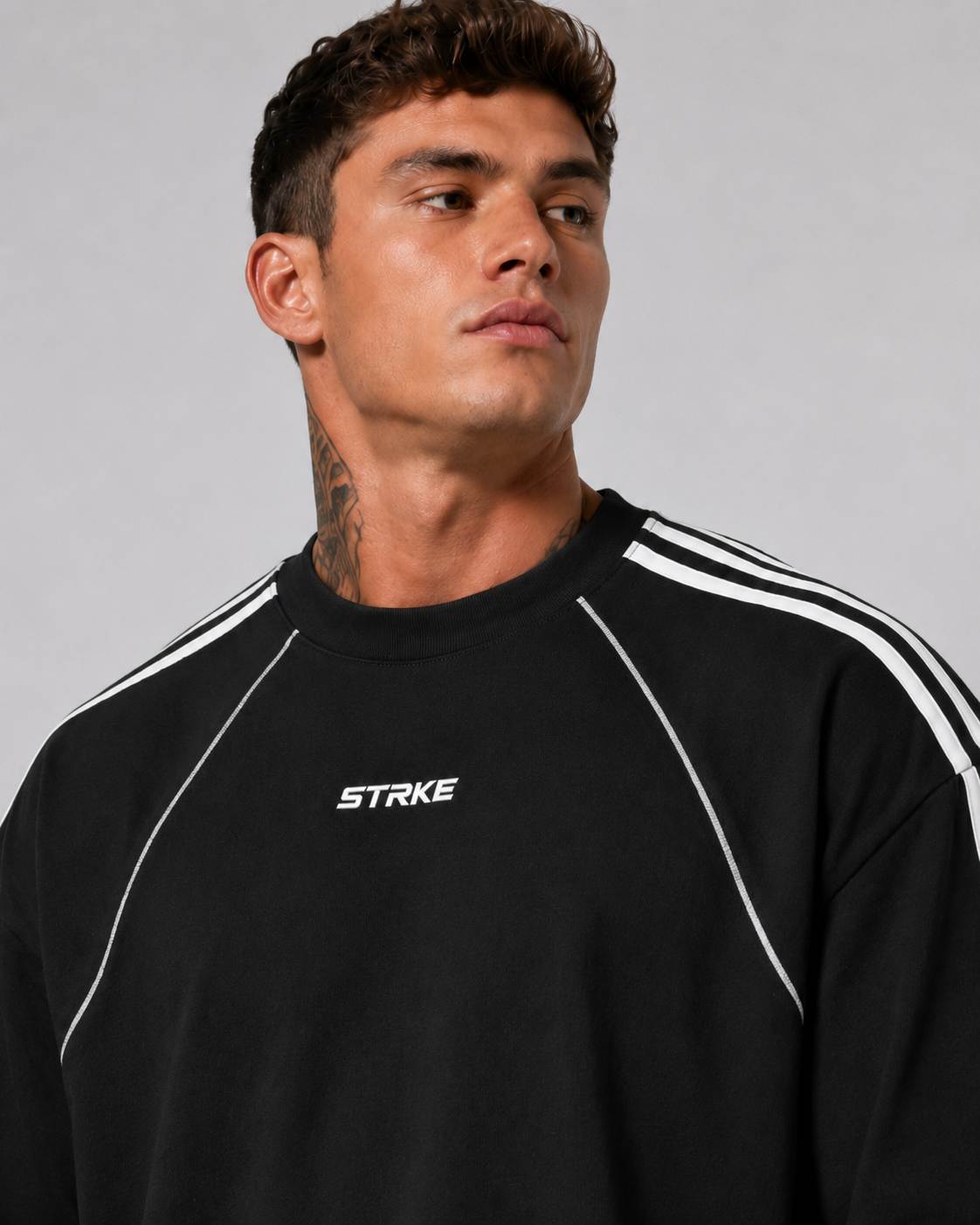 Oversized Contrast Stitch Tee (Dark)