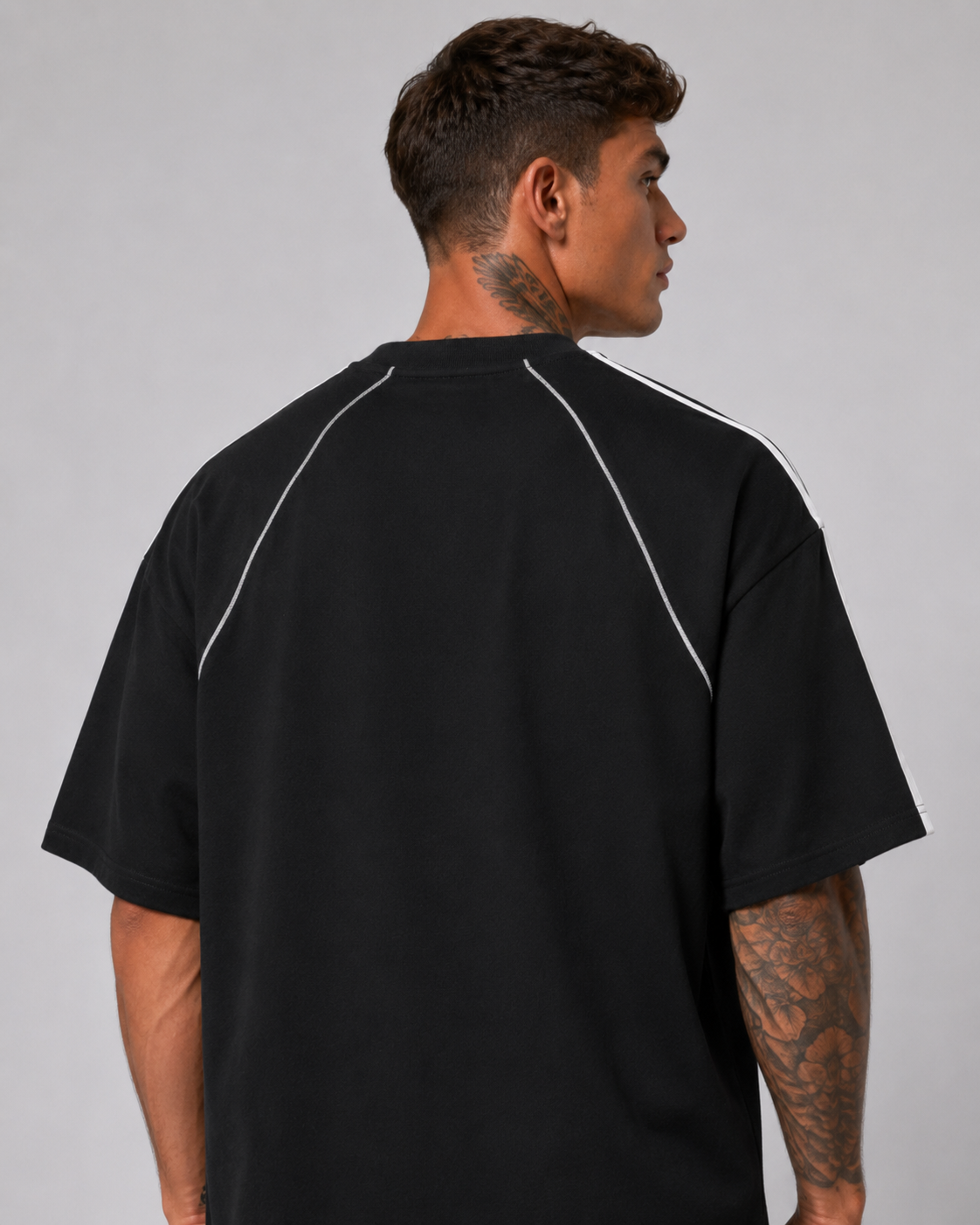 Oversized Contrast Stitch Tee (Dark)