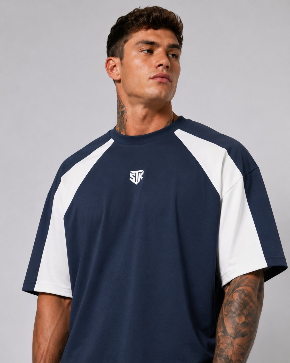 Minimalistic Unisex Color Block Raglan Tee (Dark)