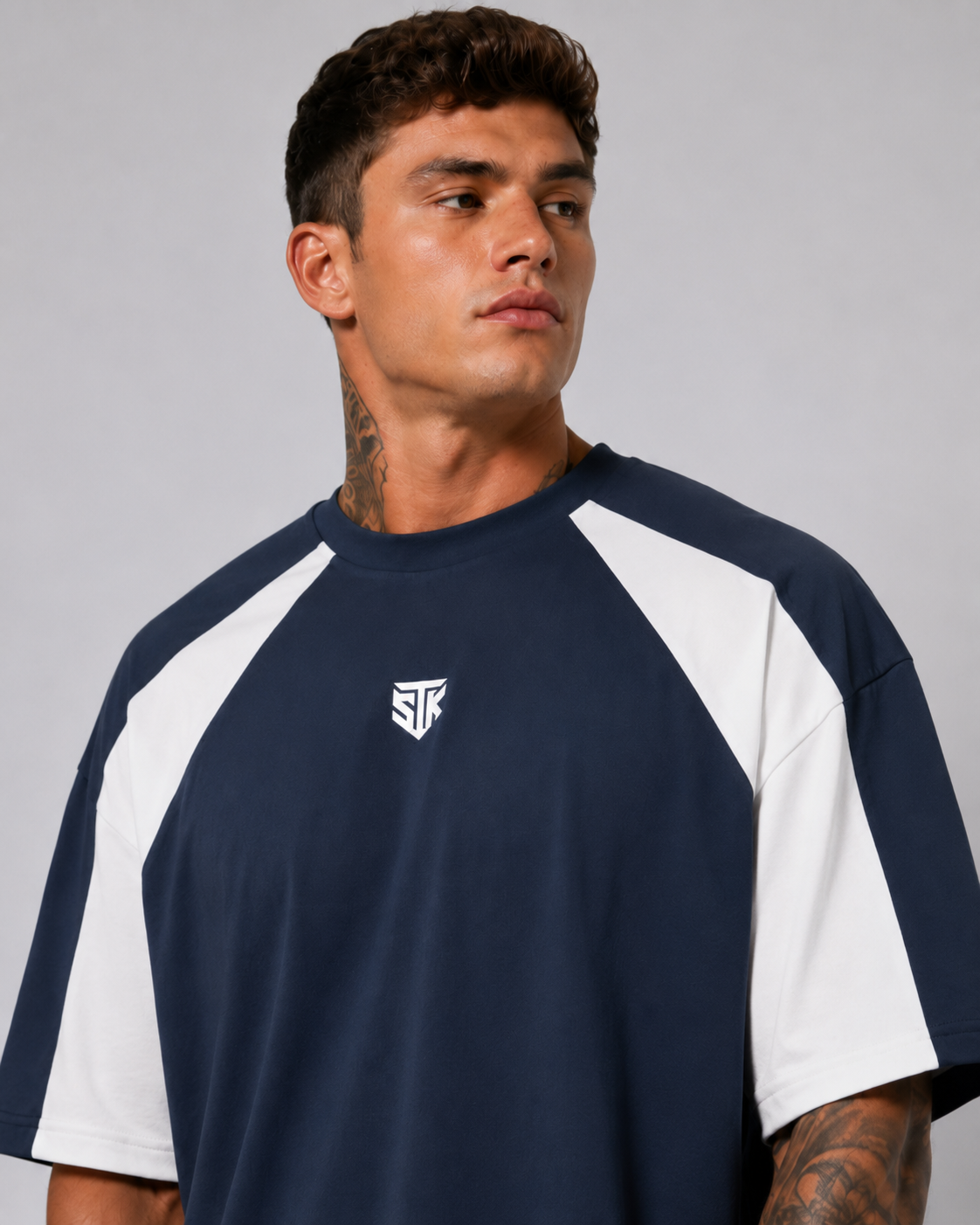Minimalistic Unisex Color Block Raglan Tee (Dark)