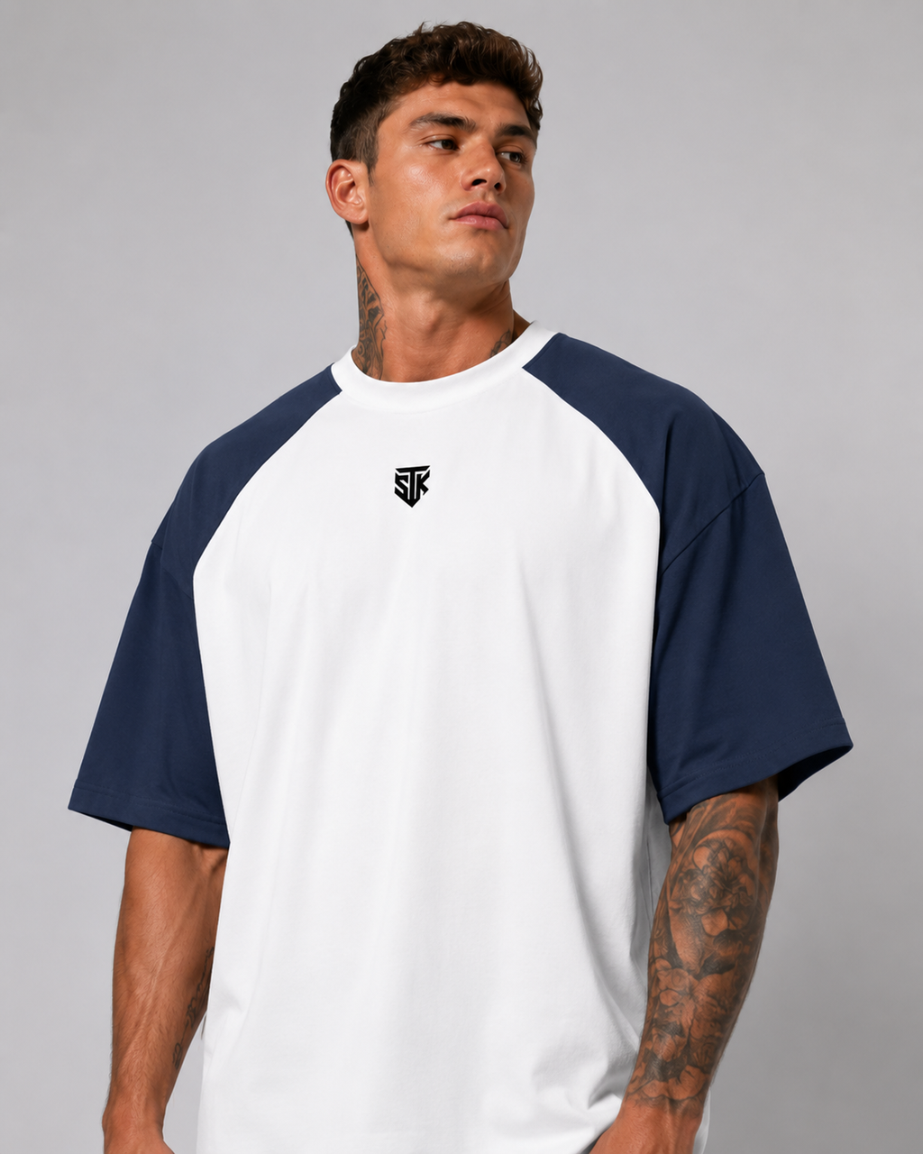 Minimalistic Unisex Two Tone Block Raglan Tee (Light)