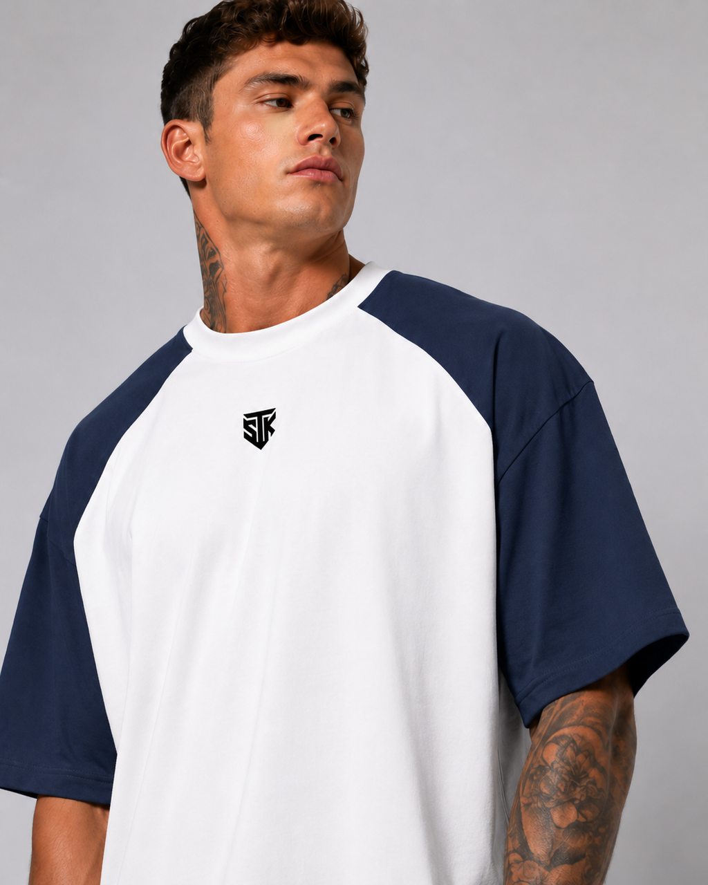 Minimalistic Unisex Two Tone Block Raglan Tee (Light)