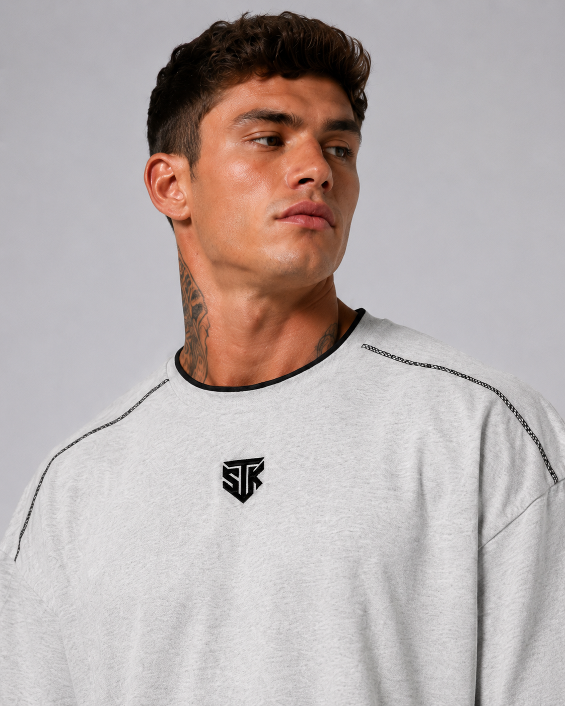 Minimalistic Light Oversized Contrast Tape T-Shirt