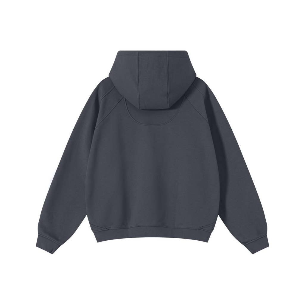 340GSM Men’s Trendy Fleece Structured Panel Hoodie Dark Grey