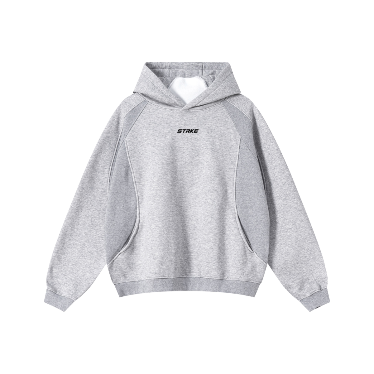 340GSM Men’s Trendy Fleece Structured Panel Hoodie Heathered Grey