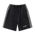 370GSM Unisex Heavyweight Contrast Snow-Washed Shorts Black/Dark Grey